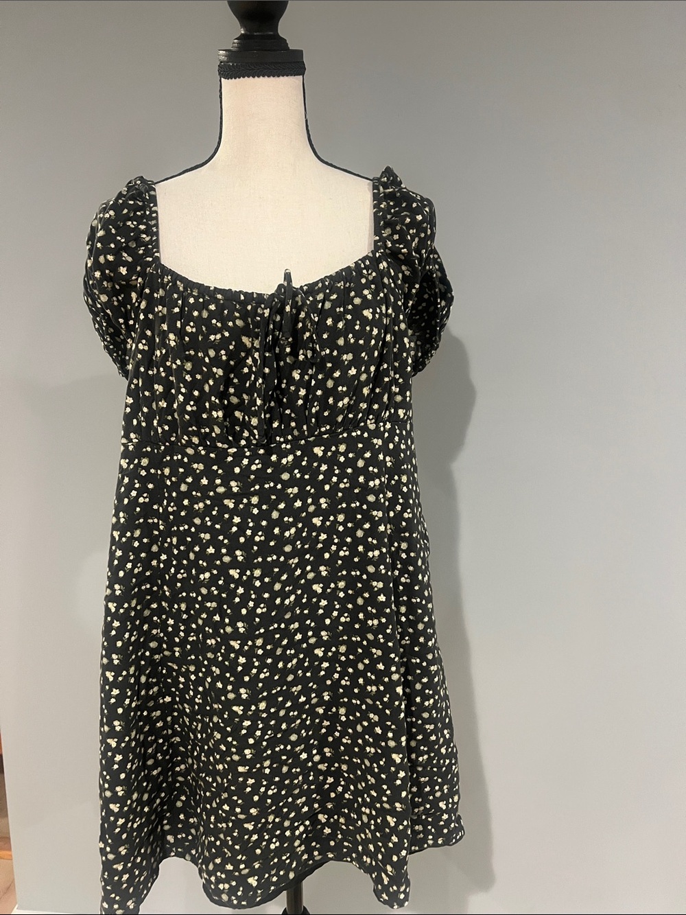 American Eagle Outfitters Black Dress with Cream Floral Print
